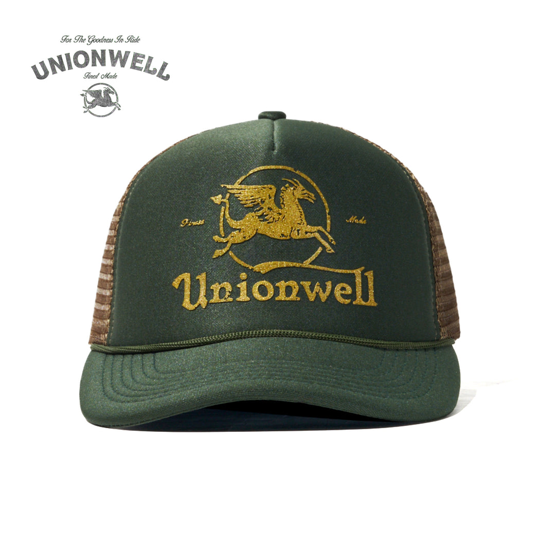 Unionwell Trucker Caps Classic Round Logo Green