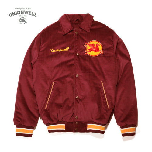 Unionwell Varsity Jacket Corduroy Roundlogo Maroon