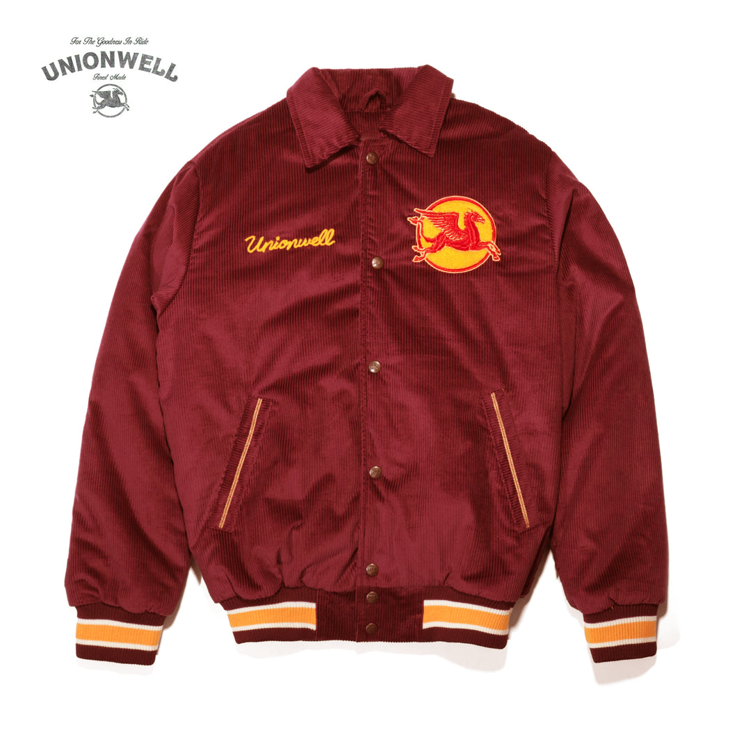 Unionwell Varsity Jacket Corduroy Roundlogo Maroon